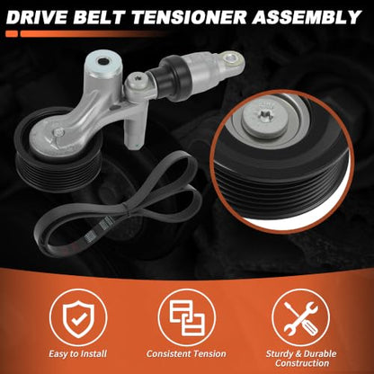 Engine Belt Tensioner with Serpentine Belt for Honda Accord 13-17