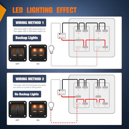 Nilight 2 Gang Rocker Switch Panel w/Orange LED Light 5Pin ON Off Pre-Wired - color: Amber, size: 2 Gang