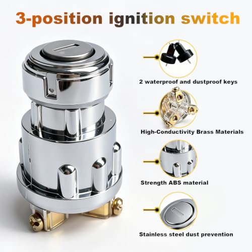 Boat Ignition Switch with Keys 3-Position 12V-24V Waterproof Universal - color: 3-position