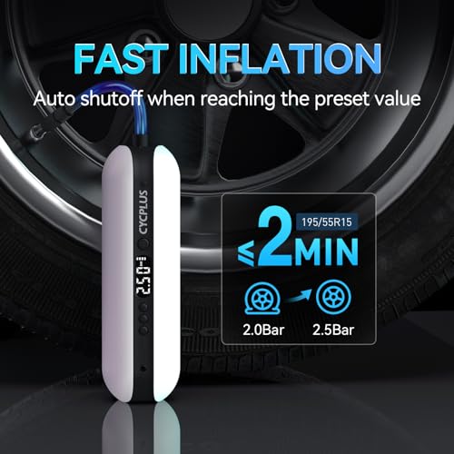 CYCPLUS Portable Electric Tire Inflator Bike Pump,150PSI Auto Off - color: White