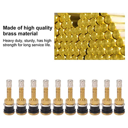 Tire Valve Stems Metal Valve Stems 10Pcs TR500 Tubeless Tire Valve Stems Sturdy Heavy Duty Clamp Valve Stem Core, Brass