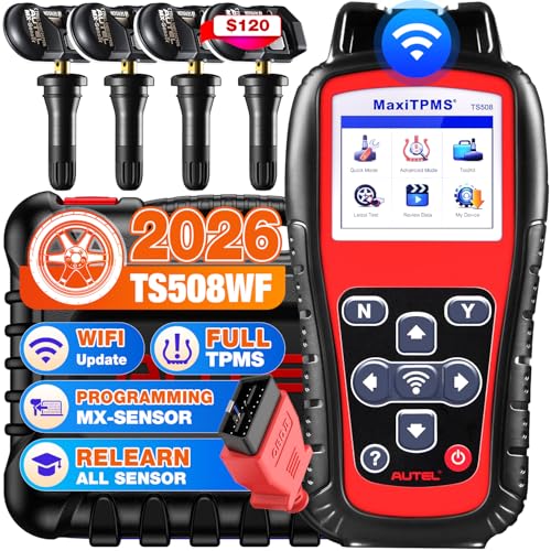 Autel MaxiTPMS TS508WF TPMS Programming Tool 2026, with 4PCS MX-Sensors ($120) WiFi Ver. of TS601 TS508 TS501 PRO TPMS Relearn Reset Tool, Tire Sensor Activation, TPMS DTC Clear, Lifetime Free Update