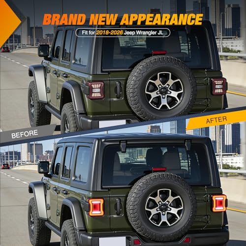 Nilight JL Tail Light LED Smoked Lens DOT APPROVED for 2018-2026 Wrangler - color: JL 2018-2026 Tail Light
