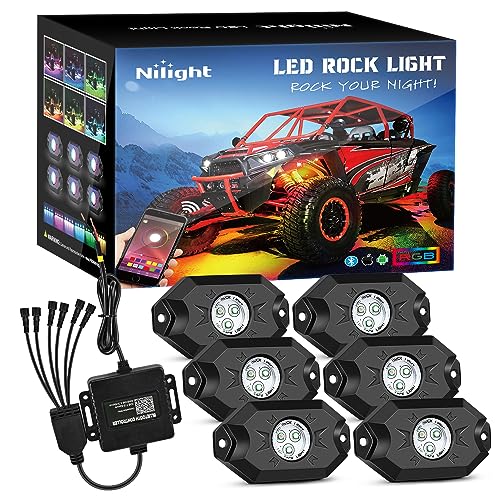 Nilight RGB LED Rock Lights Kit 6 Pods Underglow Multicolor Neon Pod - color: RGB 3LED, size: 6 Pods