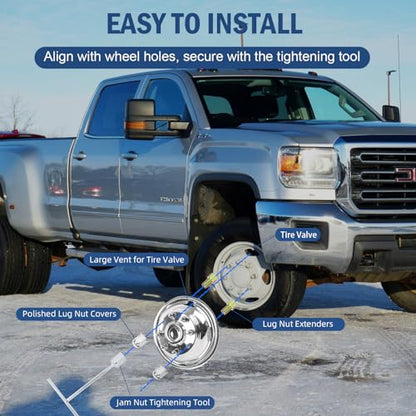 hightall 17 Wheel Simulators, 17" 8 Lug 5 Hand Holes Stainless Steel Hubcaps,Polished Surface,Bolts On Wheel Cover Set Compatible with 2011-2025 Chevy SILVERAD0 3500/GMC Sierra 3500 HD DRW - size: 17“For 2001-2007GMC3500 2003-2021G3500/G30