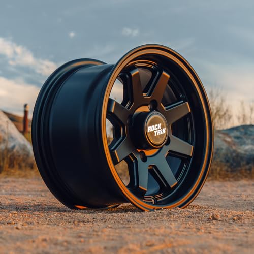 RockTrix RT116 12x7 ATV UTV Wheel 4x110 5+2 Offset, Matte Black, 1pc Single - size: 12x7 (5+2)
