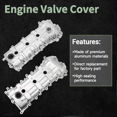 Engine Aluminum Valve Cover Kit Left And Right Compatible with 2011-2022 Chrysler Dodge Jeep Ram 3.2L 3.6L V6, Includes Gaskets And Bolts, Replace 05184069AN 05184068AN