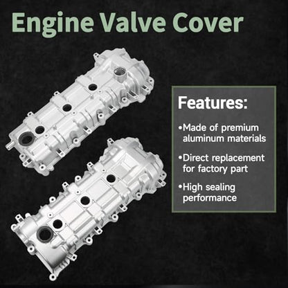 Engine Aluminum Valve Cover Kit Left And Right Compatible with 2011-2022 Chrysler Dodge Jeep Ram 3.2L 3.6L V6, Includes Gaskets And Bolts, Replace 05184069AN 05184068AN