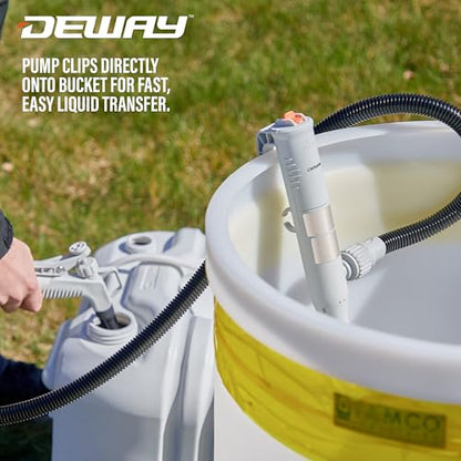 Deway Fuel Transfer Pump, WAYZSPAAHN, Gas Can Pump, 3.2 GPM, 51" Hose, 4 AA - style: Hand-Trigger Nozzle