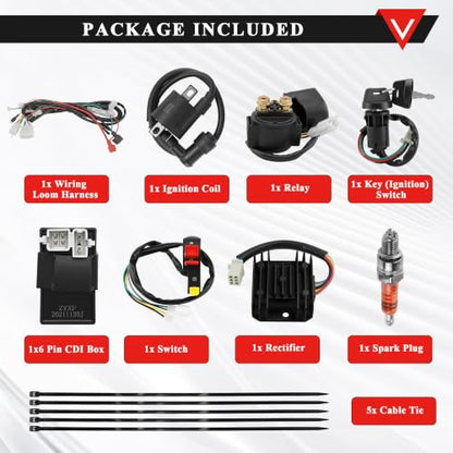 PRO BAT Complete Electrics Wiring Harness D8TJC Spark Plug Kits - color: Orange Spark Plug & Black Performance Coil