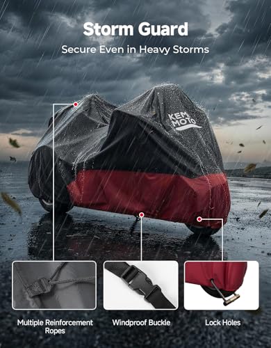 KEMIMOTO Heavy Duty 3 Wheel 420D Motorcycle Cover with Antenna Opening - color: Red, size: Trike