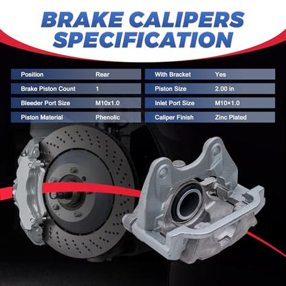 Rear Disc Brake Calipers Compatible with 07-18 Silverado, 18B5030 18B5031 - size: Rear 18B5030+18B5031
