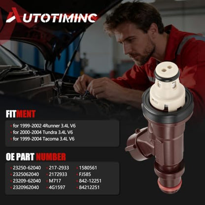 23250-62040 Fuel Injector Set of 6 Compatible with 2000-2003 Ram 1500 3.7L - color: QMP-P02T0049