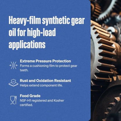 Super Lube Synthetic Gear Oil - Heavy Duty Synthetic Machinery Oil for Truck & Auto Maintenance - NSF H1 Food Grade Gear Lubricant - ISO 150 - Translucent Amber - Bottle - 1 qt (54100) - size: ISO 150 - 1qt Bottle