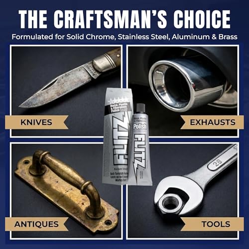 Flitz Metal Polish Paste - 5.29oz USA-Made Polish for Solid Chrome, Stainless Steel, & Aluminum - Non-Abrasive for Light Oxidation - Requires Manual Buffing - Not for Plated/Coated Surfaces (40-Pack) - size: 5.29 Ounce (Pack of 40)