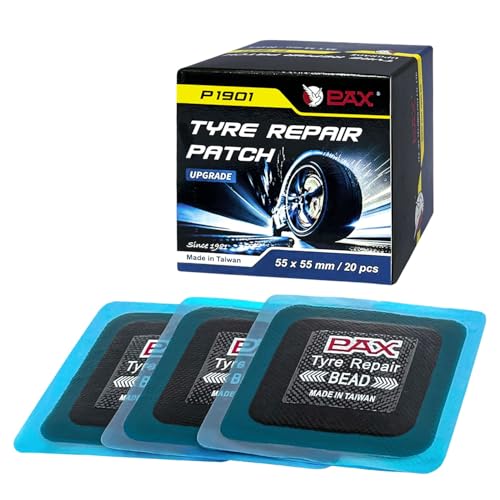 PAX 20 Pcs 55x55mm Upgraded Square 2-in-1 Tire Repair Patches, Suitable for Radial and Bias Tires on Motorcycle, Car, Truck, Agricultural Vehicles, BMX, ATVs, Inflatable Rubber - size: 55x55mm