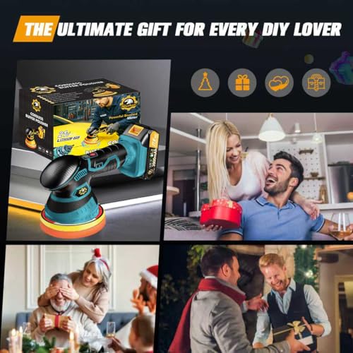 Cordless Car Buffer Polisher kit, DA Polisher with 2*21V Batteries - color: Blue