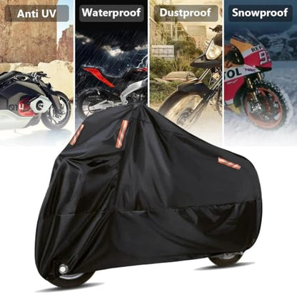 Waterproof Motorcycle Cover 190T 116 x 41 x 49 inches - size: 116 x 41 x 49 inches