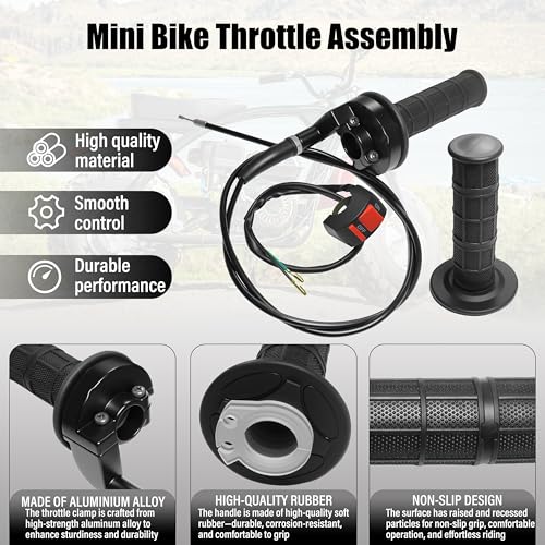 Universal Mini Bike Throttle Assembly&Cable Kit | Direct Replacement for Coleman BT200X,CT200U/EX,MB200&Predator 212cc/196cc Engines | Fits Most 7/8" Handlebar Mini Bikes with Cruise Control (Black) - color: Black