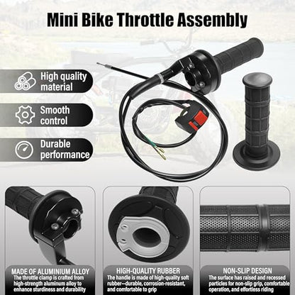 Universal Mini Bike Throttle Assembly&Cable Kit | Direct Replacement for Coleman BT200X,CT200U/EX,MB200&Predator 212cc/196cc Engines | Fits Most 7/8" Handlebar Mini Bikes with Cruise Control (Black) - color: Black