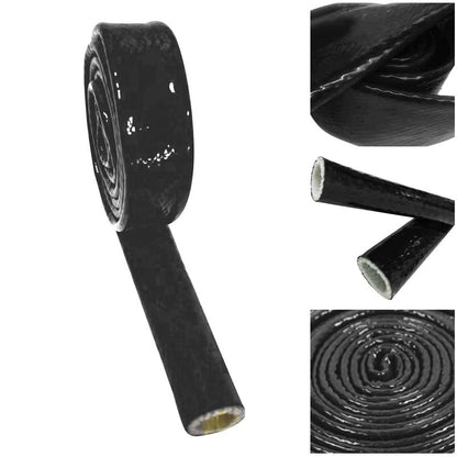 Fuel Line Heat Shield Insulation Heat Shielded Fire Fire Sleeve Silicone Coated Fiberglass Heat Protection for Automotive Hose Lines & Electrical Wiring-（Black 1/2" ID x5FT） - color: Black, size: 1/2" ID x 5FT