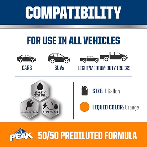 PEAK OET Extended Life Orange 50/50 Prediluted Antifreeze/Coolant for North American Vehicles, 1 Gal. - size: 50/50