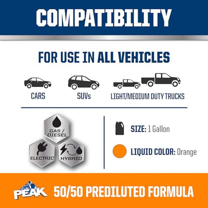 PEAK OET Extended Life Orange 50/50 Prediluted Antifreeze/Coolant for North American Vehicles, 1 Gal. - size: 50/50