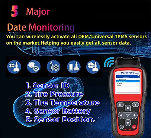 Autel TS508WF Tire Sensor Programmer Autel TPMS Tool TPMS Relearn/Reset Read/Clear TPMS DTCs Activate Tire Sensor