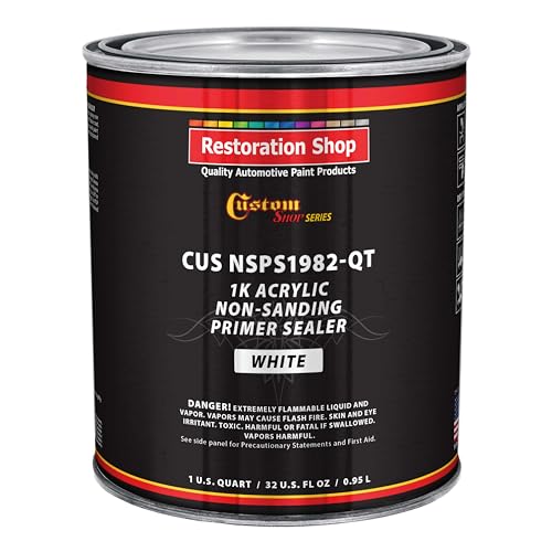 Custom Shop Premium 1K Acrylic Non-Sanding Primer Sealer Paint, White, Qt - color: White, size: 32 Fl Oz (Pack of 1)