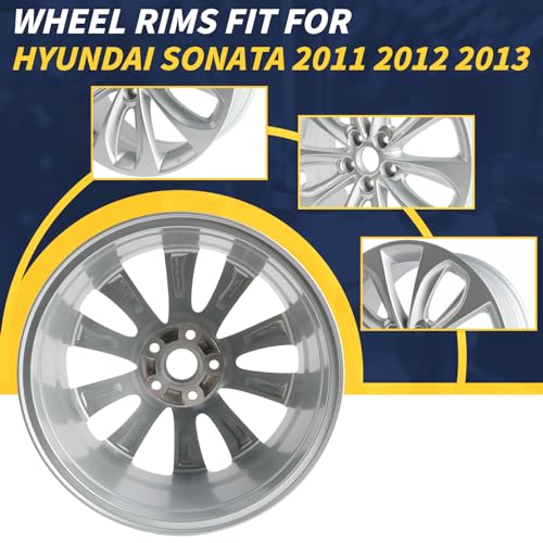 New Single 18x7.5 Inch 18 Inch 18" Premium Aluminum Alloy Wheel Rim Fits for Hyundai Sonata 2011 2012 2013, 529103Q350, OE Direct Fit Replacement Rims, 560-70804A, Silver
