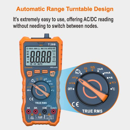 True RMS Digital Multimeter Tester, Auto-Ranging AC DC 20A Ohmmeter 1000V Voltmeter with NCV, Measure Voltage Current Amp Resistance Diode Continuity Duty-Cycle Capacitance Temperature, for Home Auto - style: up to 1000V/20A