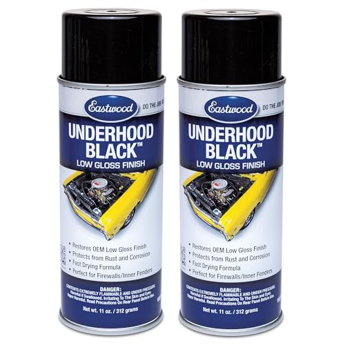 Eastwood Underhood Acrylic Black Semi Gloss Lacquer Paint 11oz | Automotive Spray Paint for OEM Finish | Rust & Corrosion Protection Car Spray Paint | 2 Pack