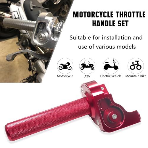 Motorcycle Throttle Assembly,7/8" Quick Twist Throttle Grips with Throttle Cable Aluminum Alloy Universal for CRF KLX SSR TTR 110 125 150 250cc Dirt Pit Bike ATV Mini Bike - color: Red