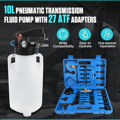 PLAYOCCAR 10L ATF Transmission Fluid Pump with 27PCS Adapters