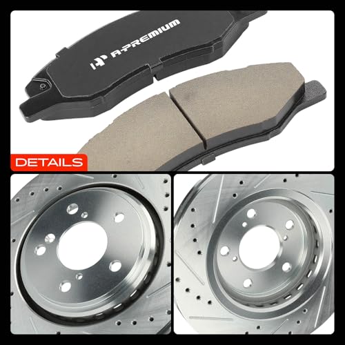 A-Premium Front and Rear Drilled Slotted Brake Rotors and Ceramic Pads Kit - style: 2018-2023 (Drilled & Slotted)