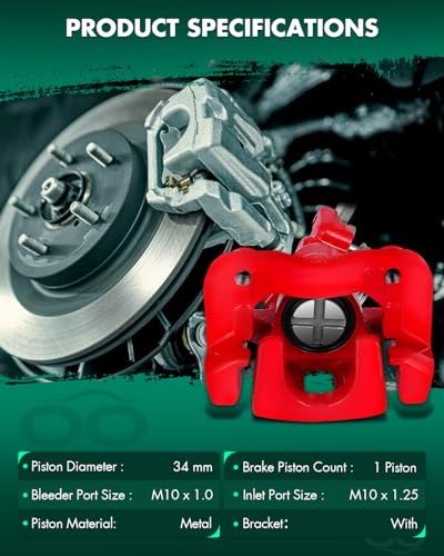 SCITOO Rear Right Disc Brake Caliper Assembly Fit For Acura,For Honda - size: Rear Passenger[19-B2068]Red