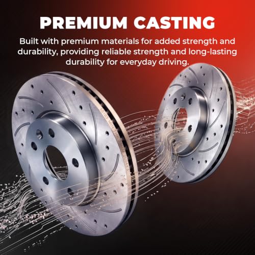 10.87 inch Front Drilled&Slotted Brake Rotores and Ceramic Pads - size: S-55185+D1522