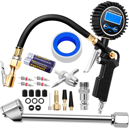 Digital Tire Gauge with Inflator & Deflator - LED Display & 0.1 PSI Resolution - Quick Release Valve & Heavy Duty Chuck - w/Adapter for Car, Truck, SUV, Motorcycle, RV, Balls - size: Classic