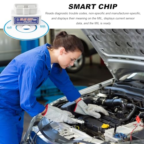 2 PCS ELM327 OBDII Car Auto Diagnostic Scanner, Professional Mini Bluetooth Scan Tool Engine Fault Code Reader, Wireless Failure Detector Interface Adapter for Most OBD II Vehicles (White) - color: White, 2 PCS