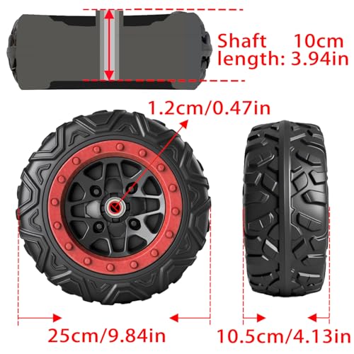 2 Pack 25CM/9.8'' PU Solid EVA Foam Tire for Power Wheels,1.2CM/0.47in Aperture Front/Rear Gator Alligator Wheel for Car/SUV/UTV/ATV Ride On Car Replacement Tires Upgrade,Free Coupler (9.8in tires) - size: 9.8in