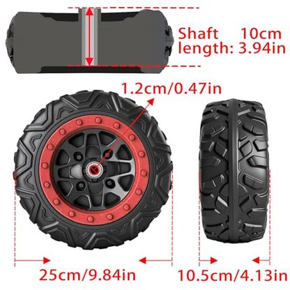 2 Pack 25CM/9.8'' PU Solid EVA Foam Tire for Power Wheels,1.2CM/0.47in Aperture Front/Rear Gator Alligator Wheel for Car/SUV/UTV/ATV Ride On Car Replacement Tires Upgrade,Free Coupler (9.8in tires) - size: 9.8in