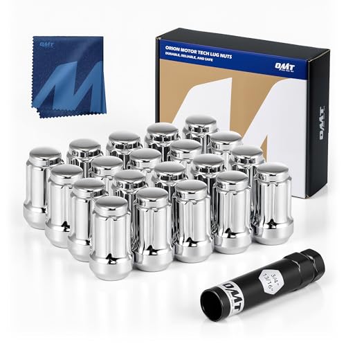 OMT M12x1.5 Lug Nuts with Cone Seat, 20pcs Lug Nuts Set with 1 Socket Key - color: Silver, size: M12x1.5, style: 20Pcs Spline Tuner