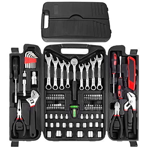 TLGREEN 95-Piece Car Tool Kit with Storage Case, Red - color: Red