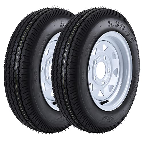 5.30-12 5.30x12 530-12 5.30-12 Trailer Tires with 12" Rims, 5 Lug on 4.5", Load Range C, 6PR - size: 530-12, style: 5 Lug