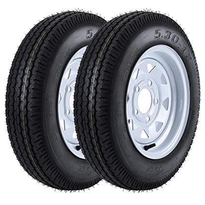 5.30-12 5.30x12 530-12 5.30-12 Trailer Tires with 12" Rims, 5 Lug on 4.5", Load Range C, 6PR - size: 530-12, style: 5 Lug