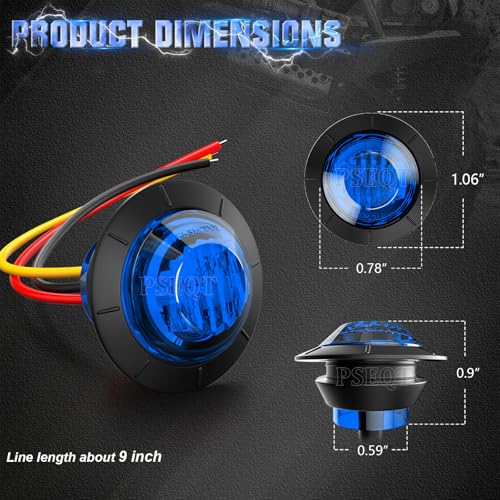 PSEQT 20Pcs 3/4" Strobe Flash+Steady Marker Lights Dual Function Blue LED Trailer Side Clearance Tail Round Lights 12V Bumper Grille Warning Waterproof Lamp for Trailer Truck Bus ATV UTV Van RV - color: Blue