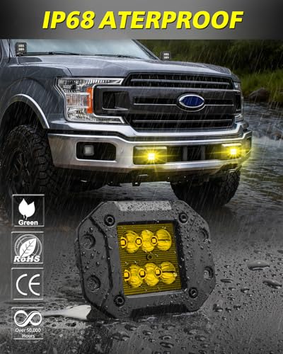 Amber Flush Mount LED Pods 120W CREE LED Bumper Lights for Trucks - color: Yellow Spot, size: 5 Inch Flush
