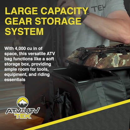 ATV Tek Arch Series Storage Bag – Heavy Duty Waterproof ATV Storage Bag with Steel Frame, 4000cu Cargo Capacity and Padded Bottom Seat & Backrest for Passenger - color: Black