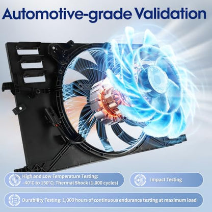 Engine Cooling Radiator Fan Assembly Fit for Jeep Renegade 2015-2018, Fit for RAM ProMaster City 2015-2018, Fit for Fiat 500X 2016-2018, Reference Number 621577, 623740, 76392, 68247205AA - size: 621577, 68360299AA