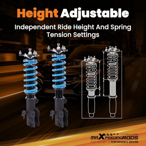 maXpeedingrods Coilovers for Toyota Rav4 2006-2012, 24 Levels Damper Adjustable Coilovers Suspension Kit, Height Adjustable Shock Absorber T6 Upgraded Lowering Kits Blue
